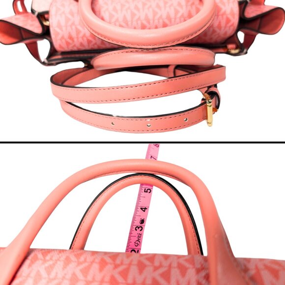 Michael Kors Carmen Sherbet Signature PVC Leather 2 Way Satchel Crossbody Purse - Picture 6 of 9